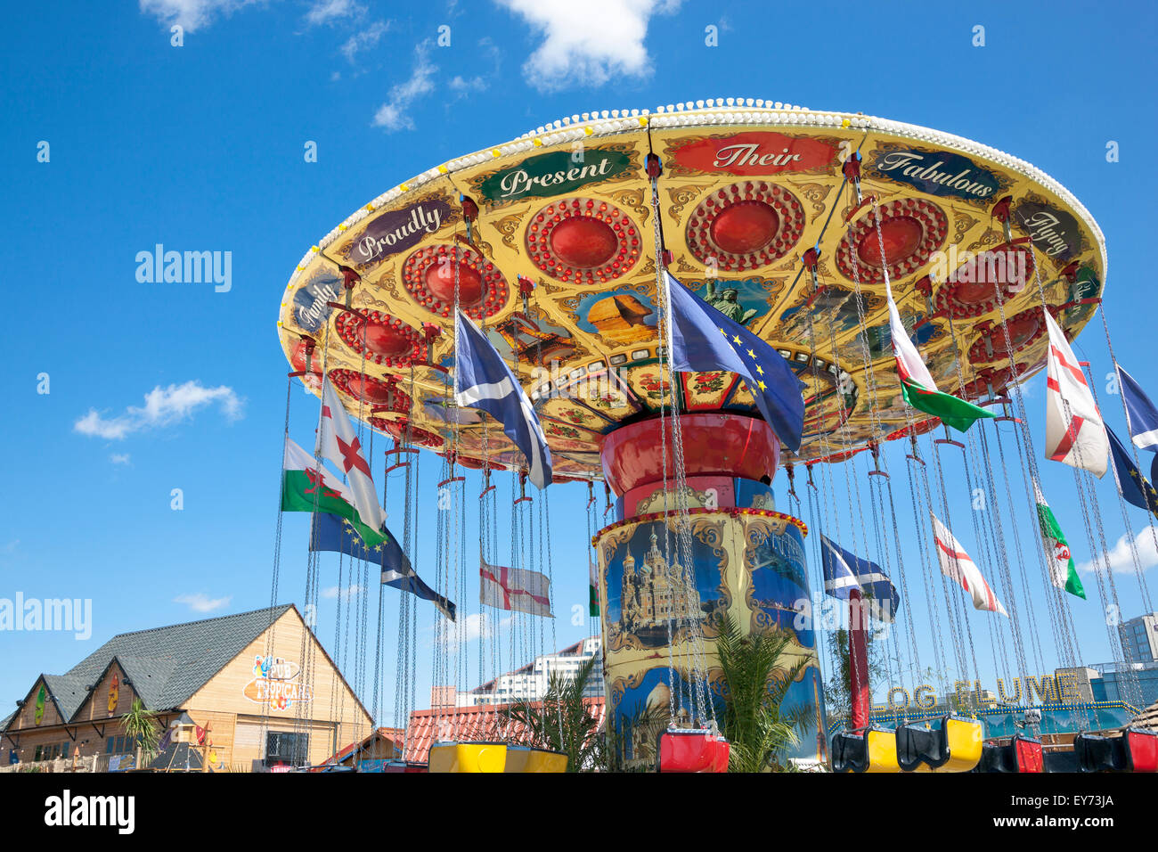 19 juillet 2015 - Plage à l'Est du Parc olympique de Stratford, London, UK - plage urbaine et des forains Banque D'Images