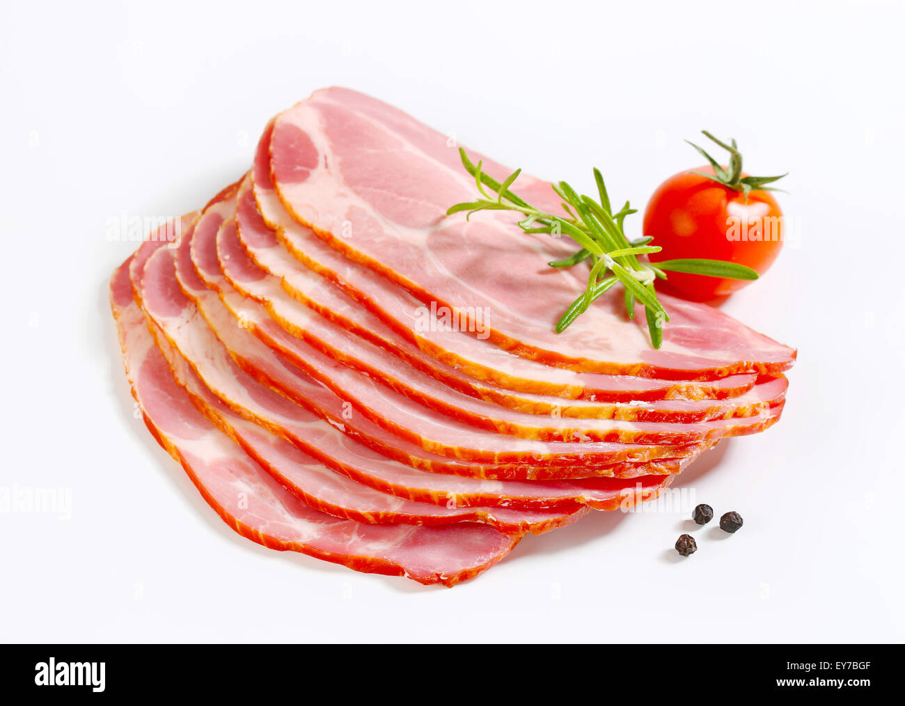 Cou de porc fumé en tranches minces Banque D'Images