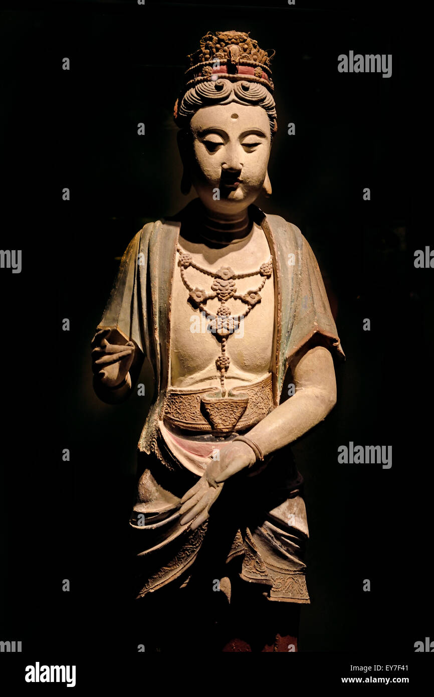 L'argile peint Bodhisattva Song Dynasty ANNONCE 960-1279 Musée de Shanghai de l'ancien art chinois Chine Banque D'Images