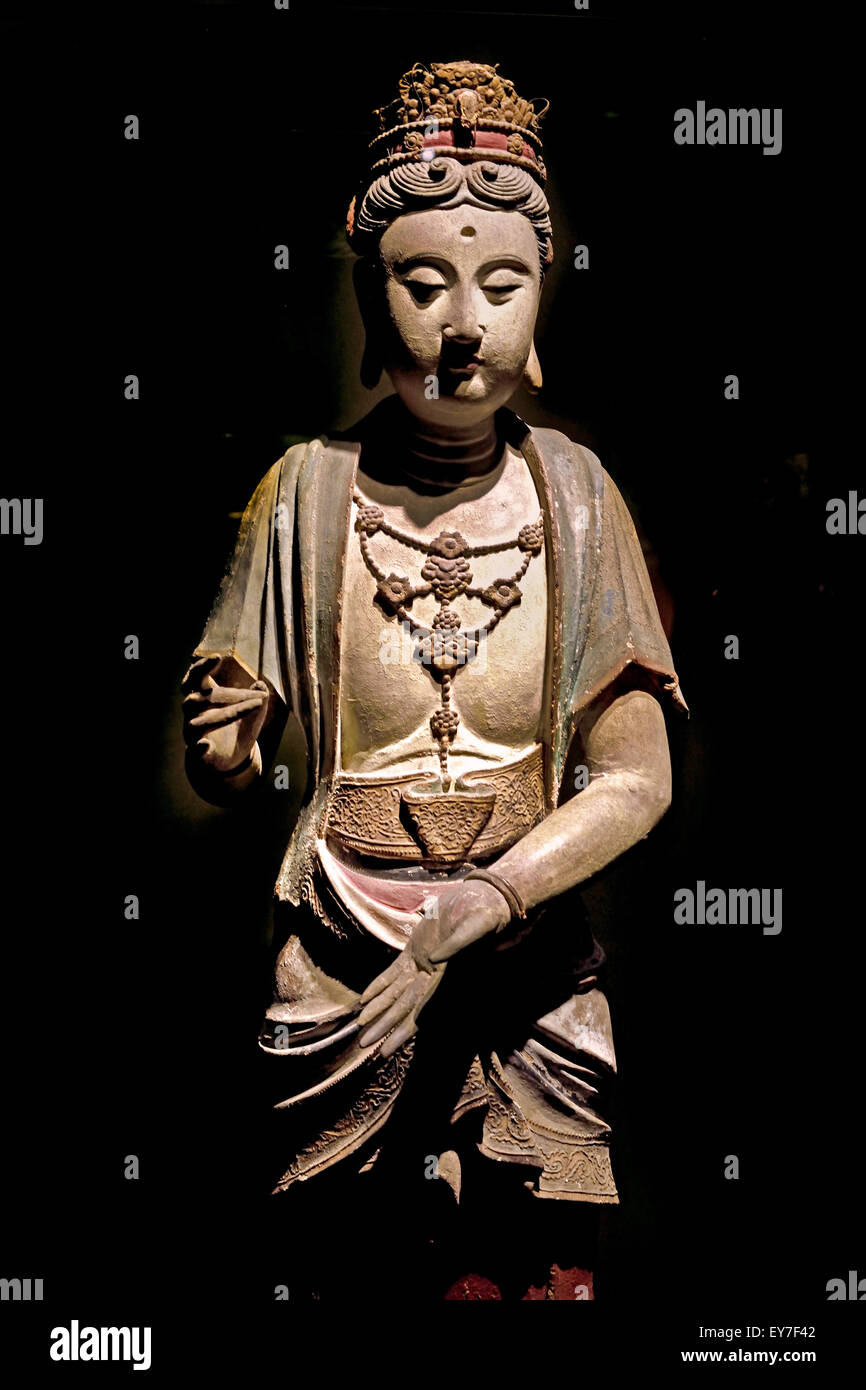 L'argile peint Bodhisattva Song Dynasty ANNONCE 960-1279 Musée de Shanghai de l'ancien art chinois Chine Banque D'Images