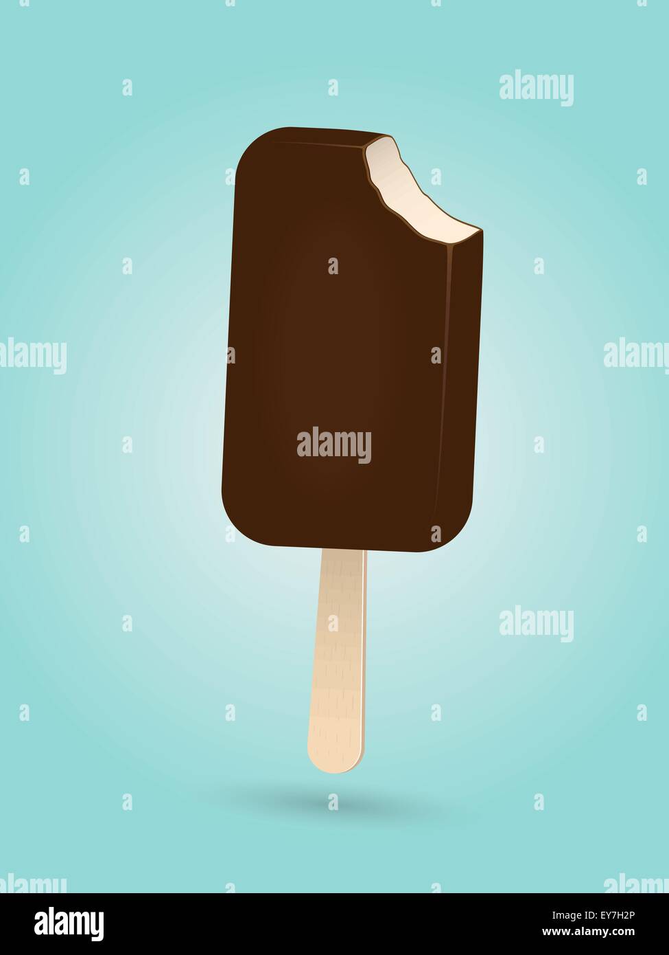 Glace au chocolat sur fond bleu turquoise Illustration de Vecteur