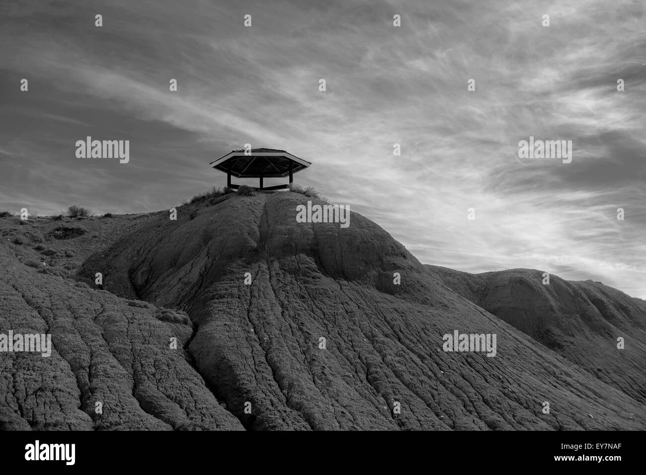 Image en noir et blanc de paysage avec plate-forme d'observation, de l'Utah, USA, Amérique du Nord, États-Unis Banque D'Images