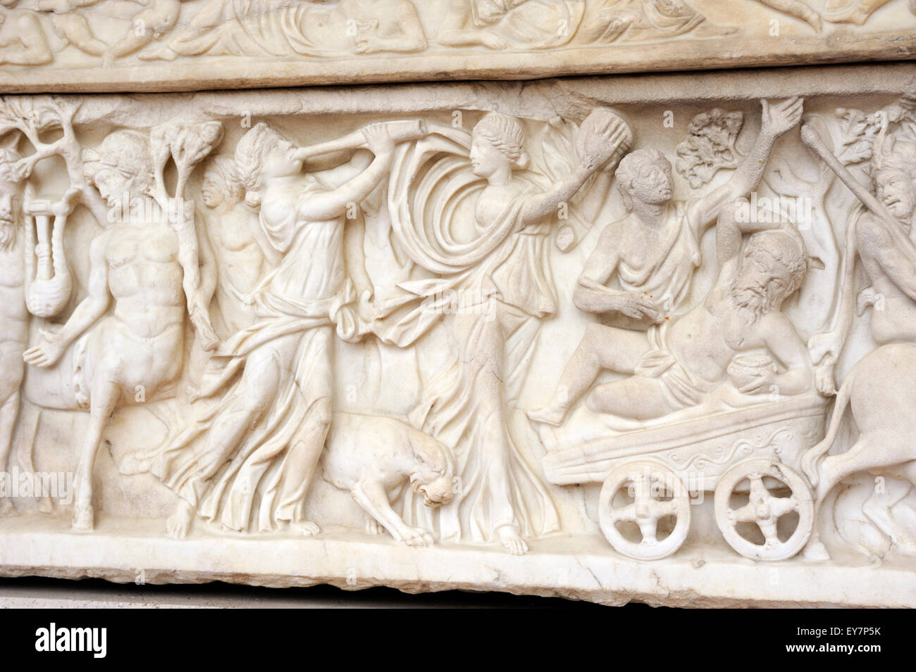 Italie, Rome, terme di Diocleziano, Museo Nazionale Romano, National Roman Museum, sarcophage romain bas relief Banque D'Images