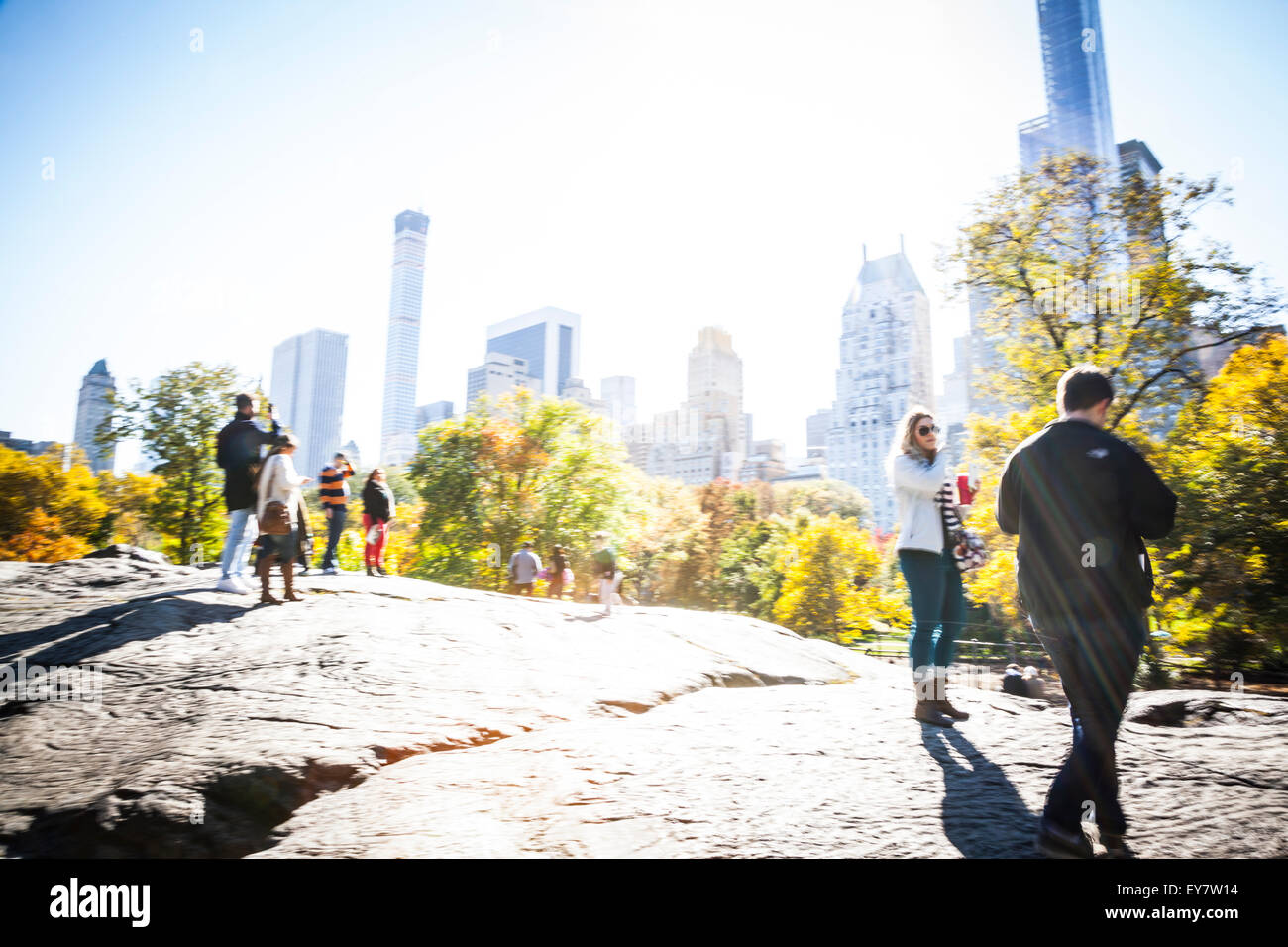 Central Park , Manhattan Sky Line Banque D'Images