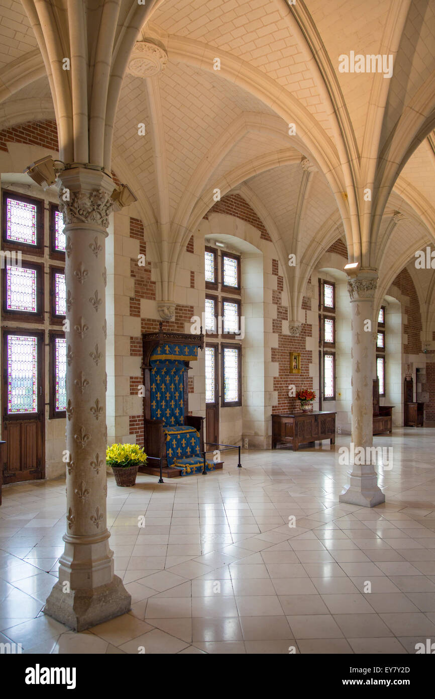 Chambre du Conseil - salle de réunion au Chateau d'Amboise, Amboise, Indre-et-Loire, Centre, France Banque D'Images