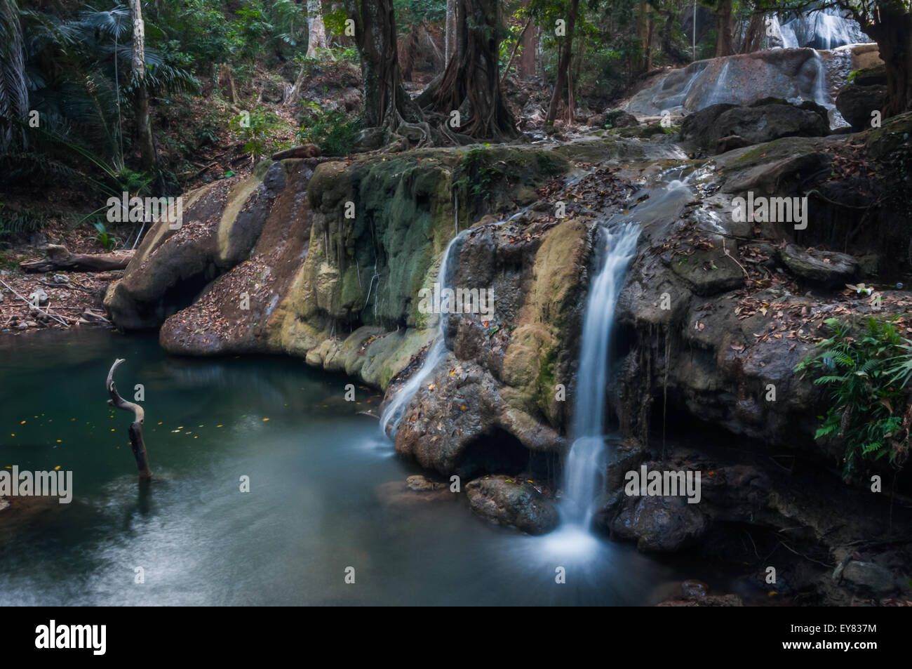 Chutes d'eau entourées d'une forêt à Oenesu près de Kupang, à l'est de Nusa Tenggara, en Indonésie. Banque D'Images