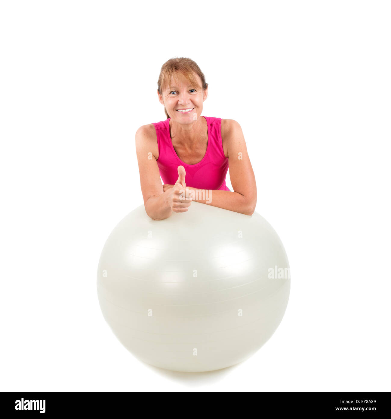 Sporty woman with thumb up - aime le sport Banque D'Images