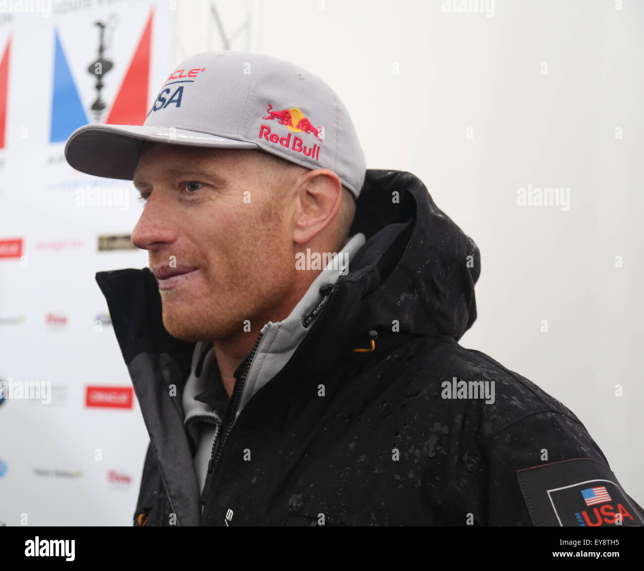 Southsea, Hampshire, Royaume-Uni. 24 juillet, 2015. America's cup. Photo : Équipe d'Oracle USA Skipper Jimmy Spithill. Credit : uknip/ Alamy Live News Banque D'Images