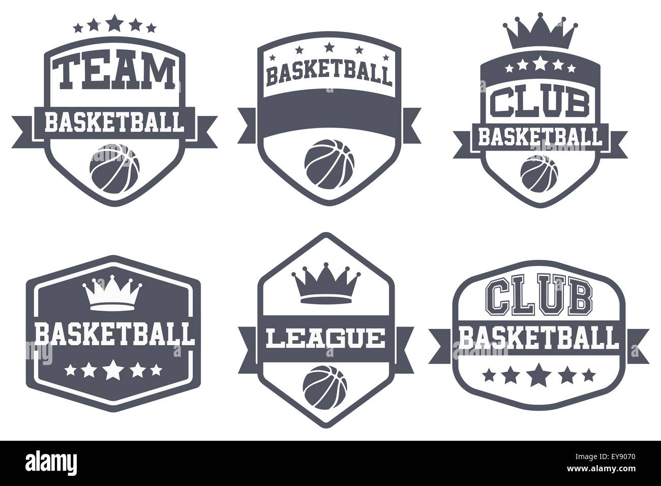 Jeu de basket-ball Vintage Badge Club et de l'étiquette Illustration de Vecteur