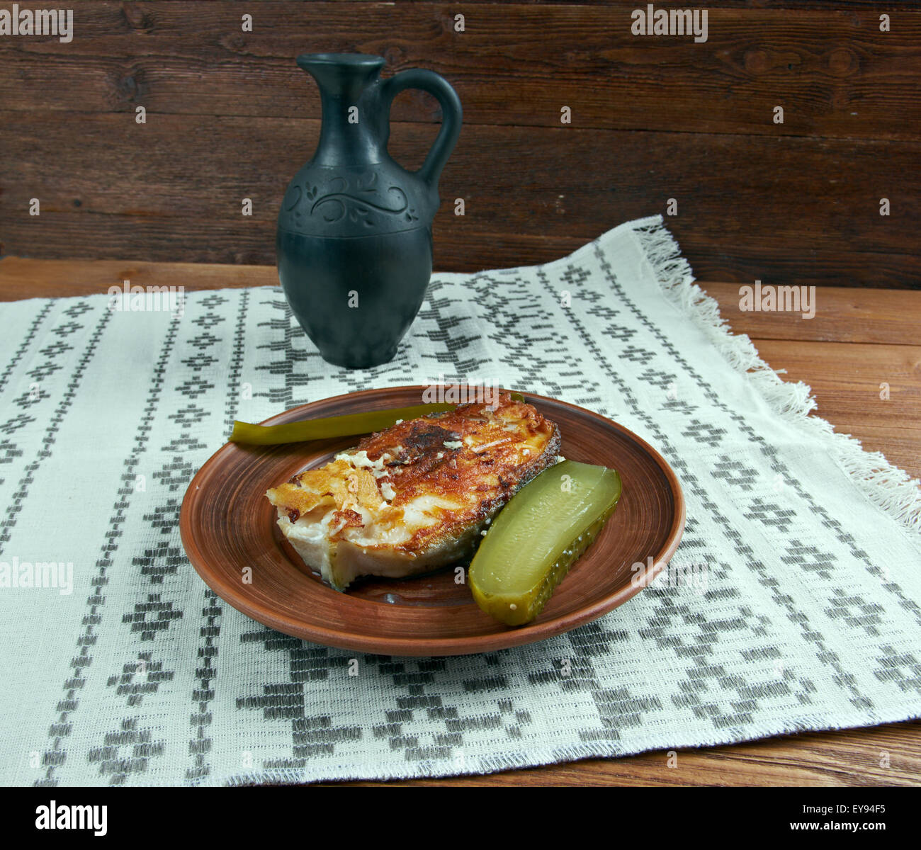 Entrecôte grillée cabillaud dans la cuisine scandinave Banque D'Images