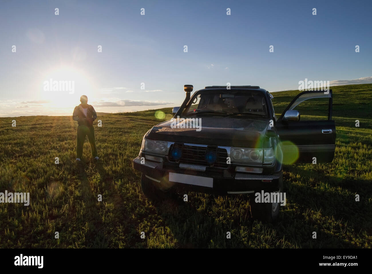 Toyota Land Cruiser, Khogno Khan Uul, réserve naturelle de la province Arkhangai, Mongolie Banque D'Images