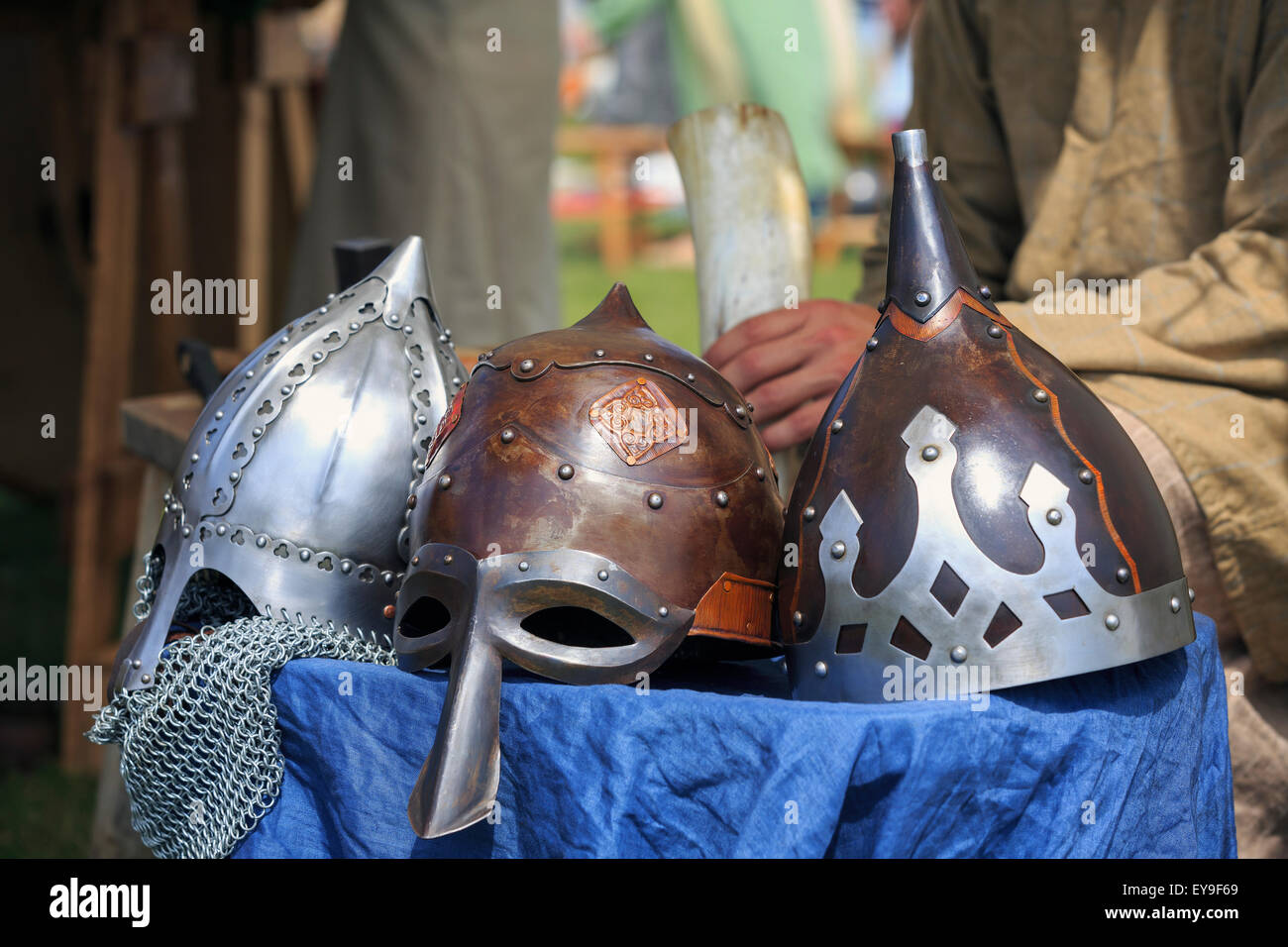 Dans les casques vikings Festival islandais du Manitoba ; Gimli, Manitoba, Canada Banque D'Images