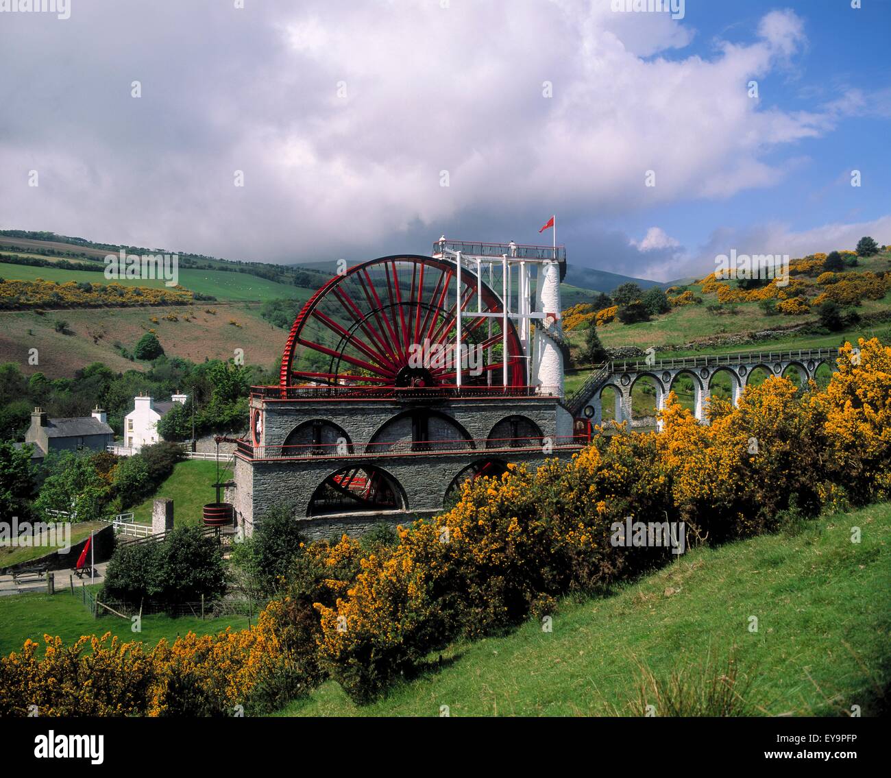L'île de Man, en Angleterre ; Great Laxey Wheel Banque D'Images