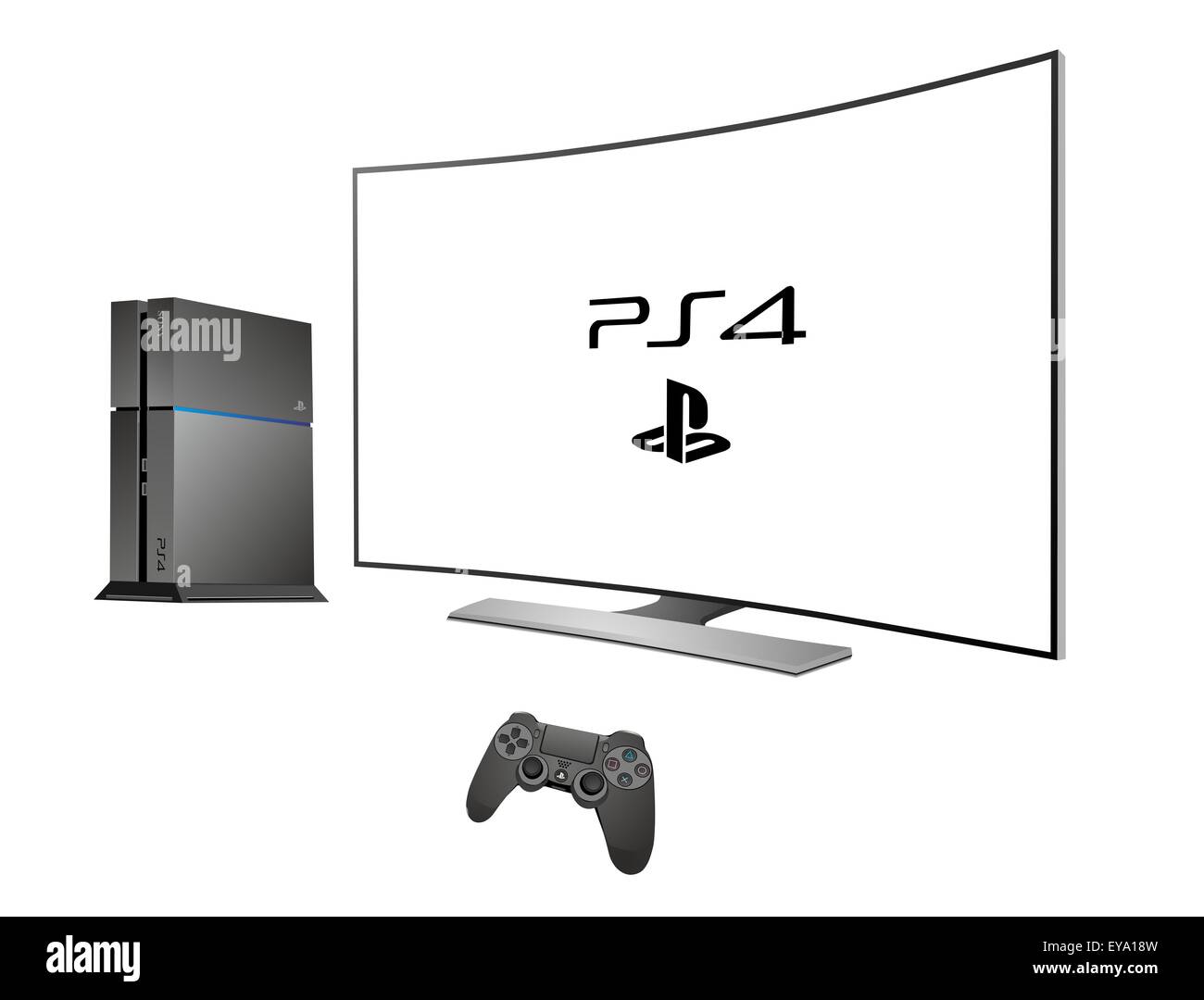Sony Playstation 4 avec TV Banque D'Images