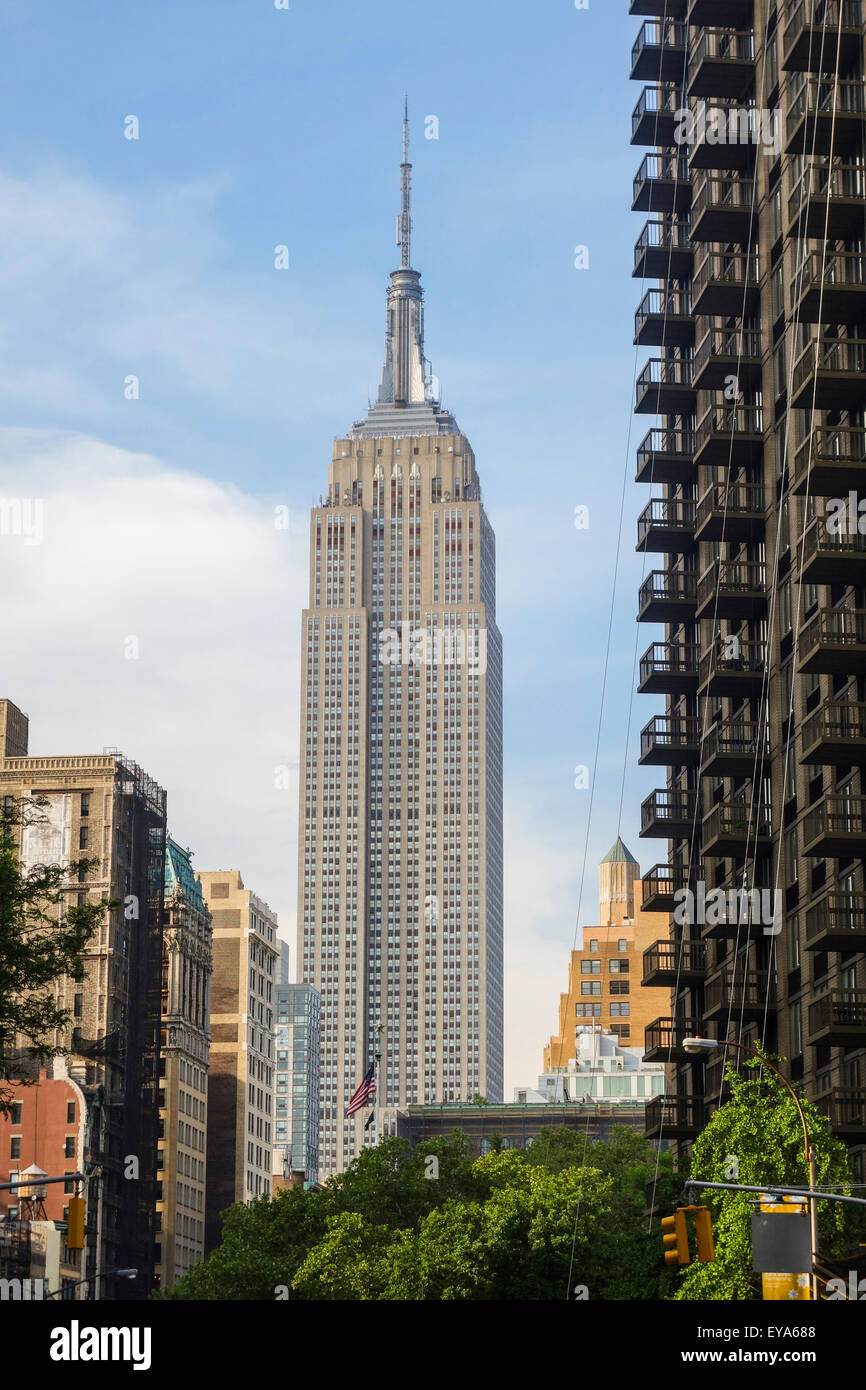 Empire State Building, de l'est 23 Rue, Manhattan, New York City, USA. Banque D'Images