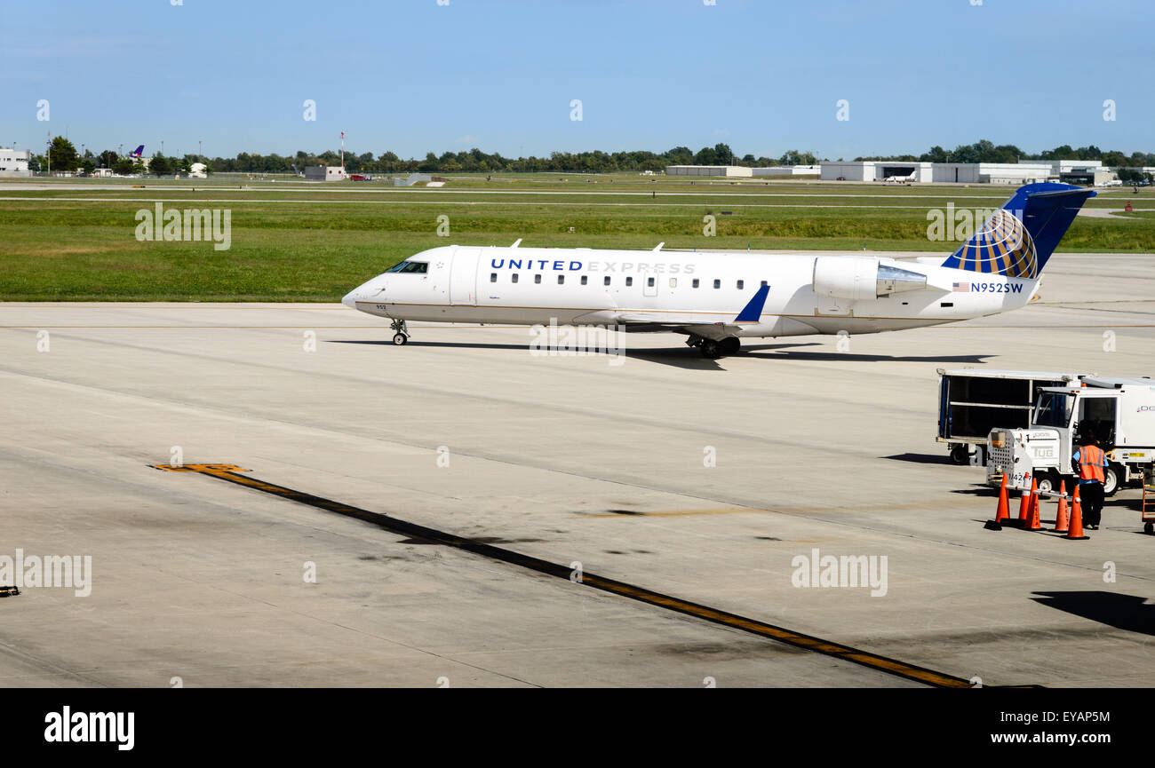 United Express CL-600-2B19, Springfield-Aéroport National de Branson, Missouri Banque D'Images