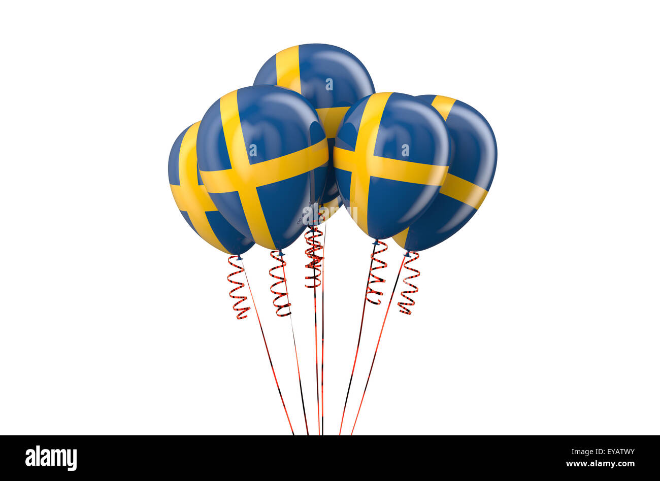Ballons de fête patriotique de la Suède, concept isolé sur fond blanc Banque D'Images