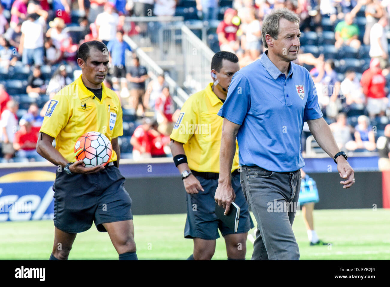 L'équipe de football du Panama à l'encontre de l'Organisation des membres de l'équipe nationale du football de mens sur penalty à la troisième place match de la Gold Cup | soccer professionnel / Joueurs de football showcase athlétisme et de compétition sur le terrain à Chester en Pennsylvanie | les athlètes américains / USMNT la concurrence et perdre en coupe-vous | Banque D'Images