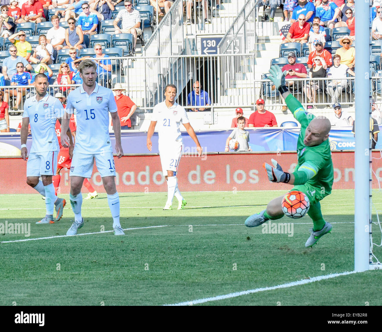 L'équipe de football du Panama à l'encontre de l'Organisation des membres de l'équipe nationale du football de mens sur penalty à la troisième place match de la Gold Cup | soccer professionnel / Joueurs de football showcase athlétisme et de compétition sur le terrain à Chester en Pennsylvanie | les athlètes américains / USMNT la concurrence et perdre en coupe-vous | Banque D'Images
