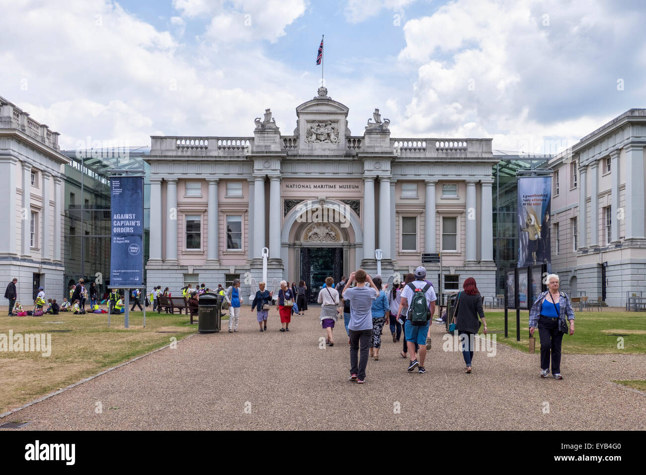 National Maritime Museum, Greenwich, Londres - extérieur et façade nord du bâtiment historique Banque D'Images