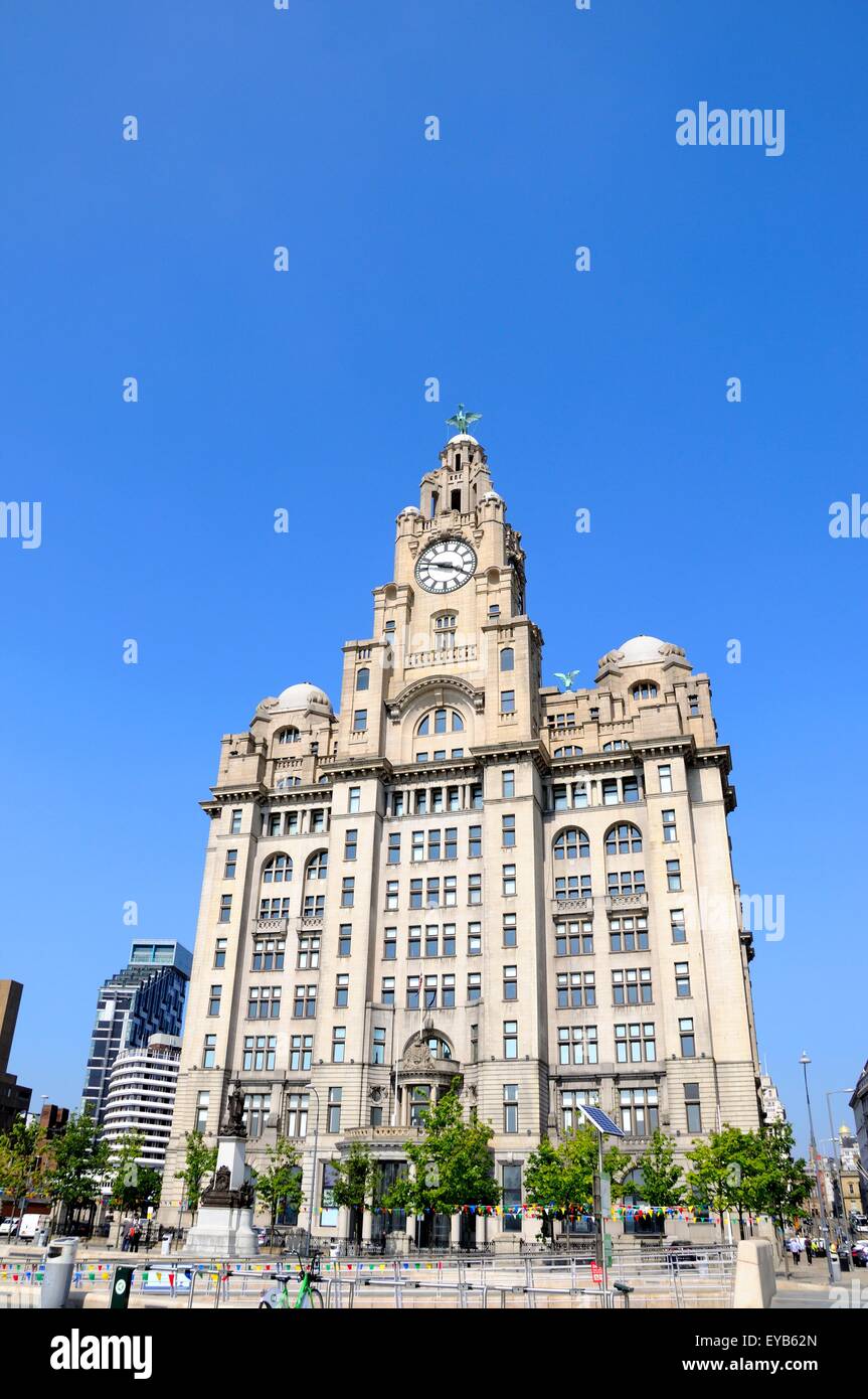 Le Royal Liver Building à Pier Head, Liverpool, Merseyside, England, UK, Europe de l'Ouest. Banque D'Images