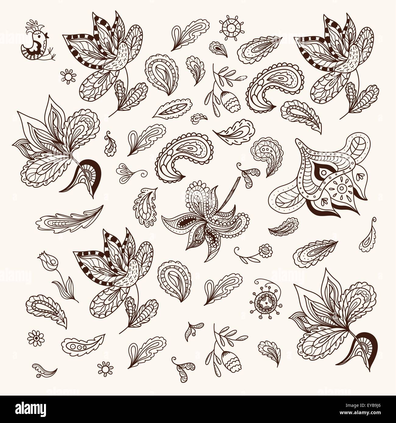 Contours ethniques doodle sketch, ornements de style vintage, pour les cartes, invitations, de l'identité Illustration de Vecteur