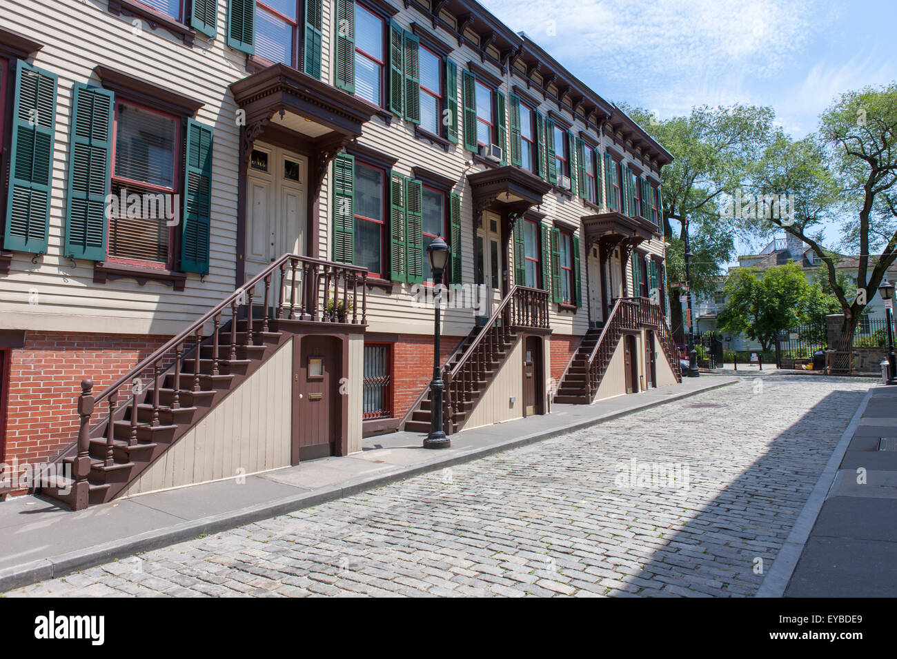 Historique La Terrasse dans l'rowhouses Sylvan Jumel Terrace dans le quartier historique de Washington Heights, Manhattan, New York. Banque D'Images