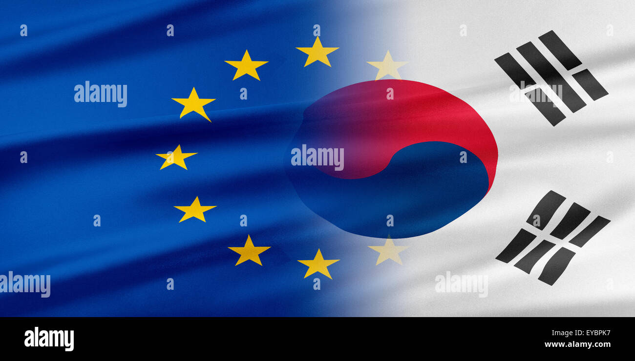 L'Union européenne et la Corée du Sud. Banque D'Images