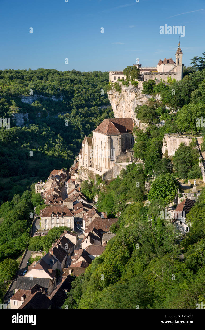 La ville de pèlerinage médiévale de Rocamadour, Lot, Midi-Pyrénées, France Banque D'Images