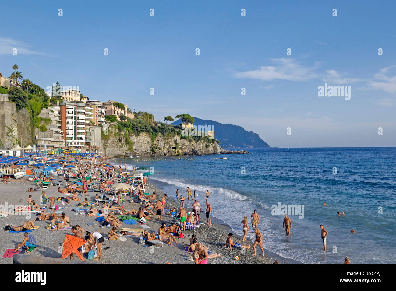 La plage de Sori village une petite ville de La Riviera di Levante Banque D'Images