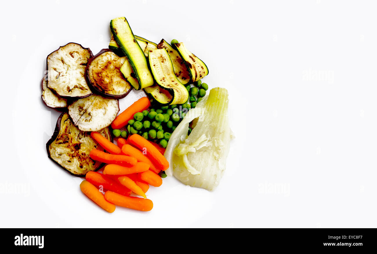 Légumes grillés avec de l'espace blanc menu restaurant italien à Venise, Italie Banque D'Images