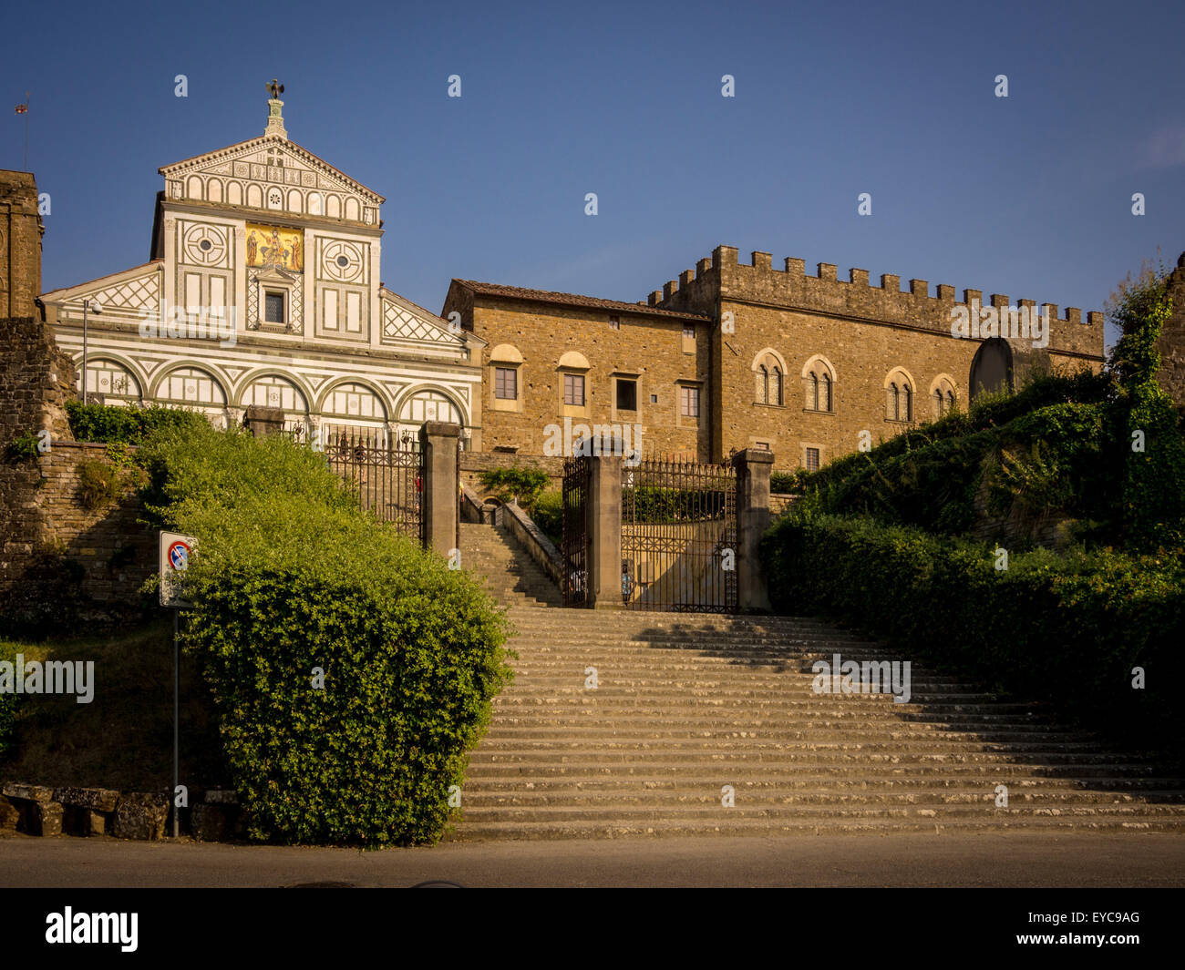 L'extérieur de San Miniato al Monte. Florence, Italie. Banque D'Images