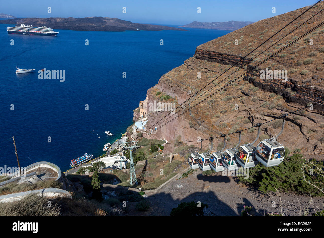 Grèce Santorini téléphérique de l'île grecque baie Grèce Tourisme Banque D'Images