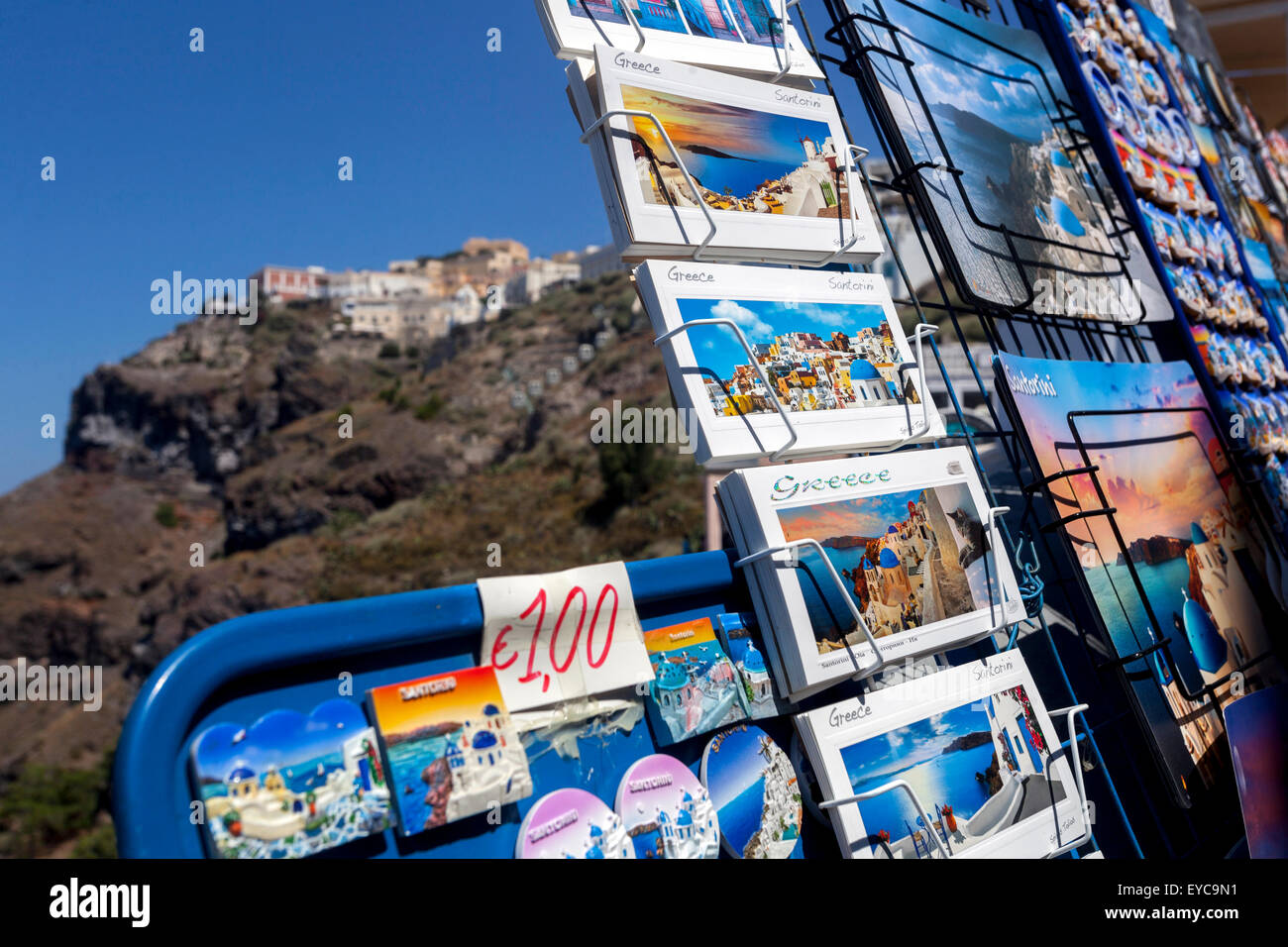 Boutique de souvenirs, Fira Santorini, Cyclades, Iles grecques, Grèce Banque D'Images