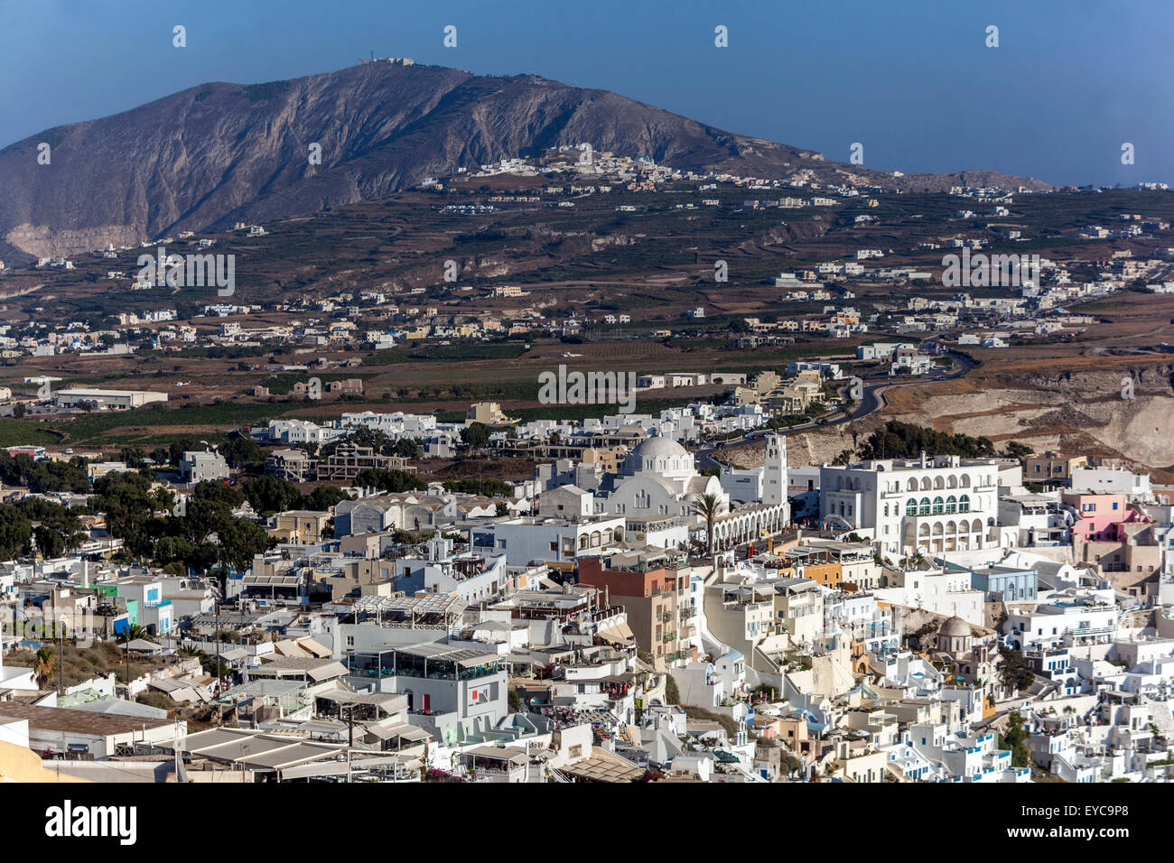 Thira Santorini Paysage montagnes Cyclades, Grèce campagne Europe Banque D'Images