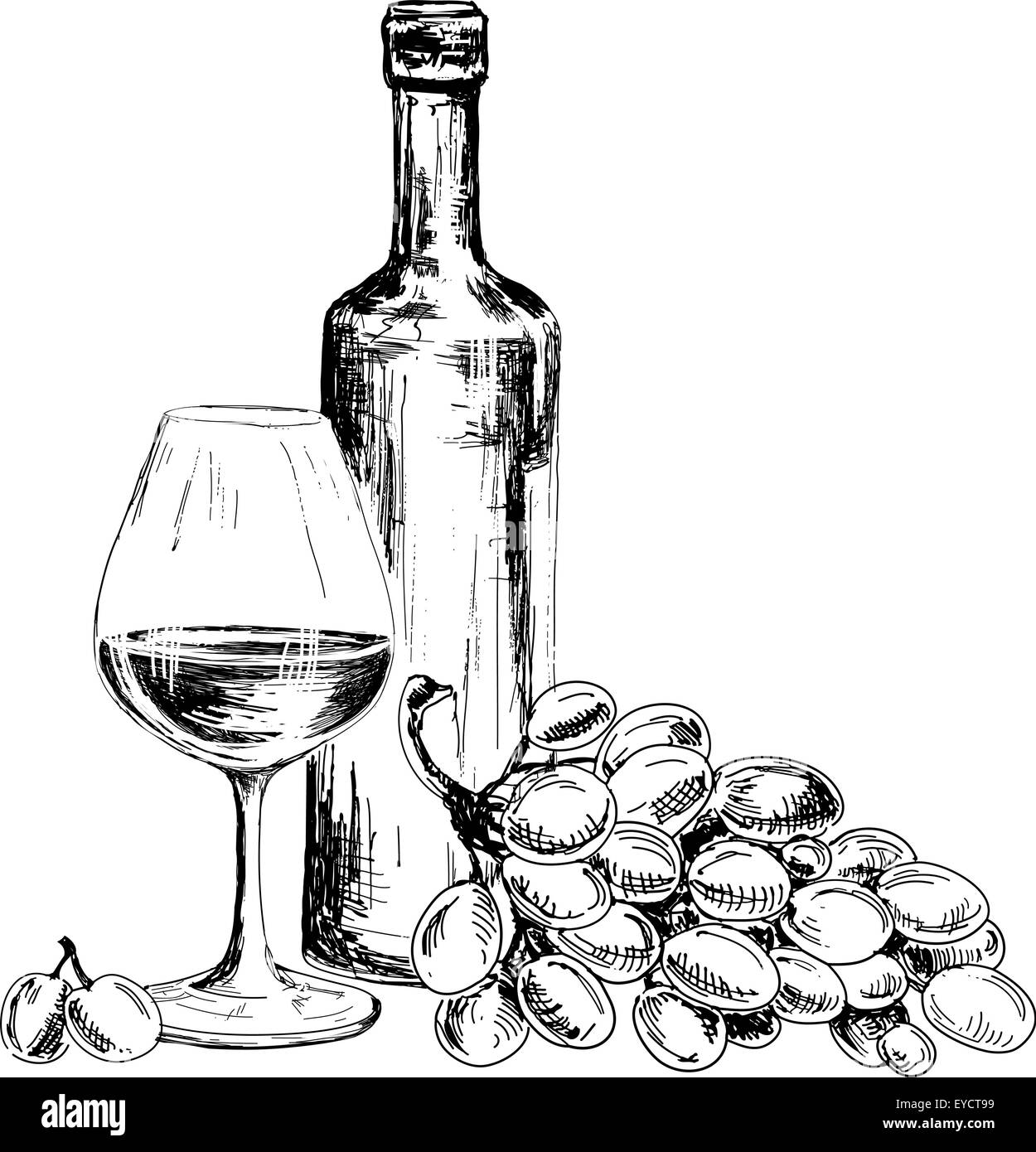 Vin et grappe de raisins Illustration de Vecteur