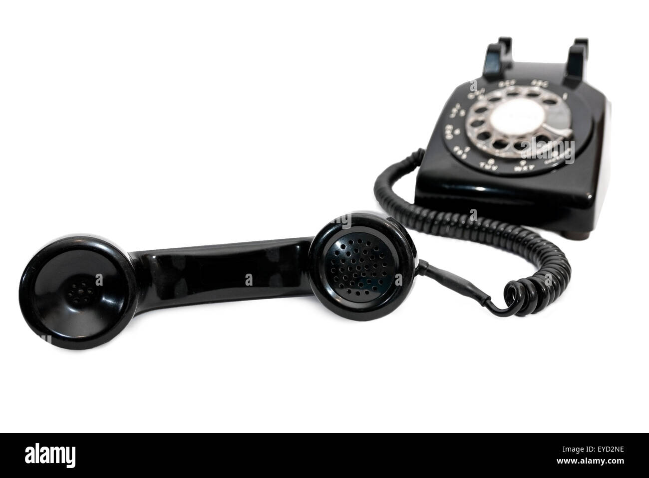 Classic vintage téléphone à cadran avec récepteur en premier plan et en arrière-plan de base hors focus Banque D'Images