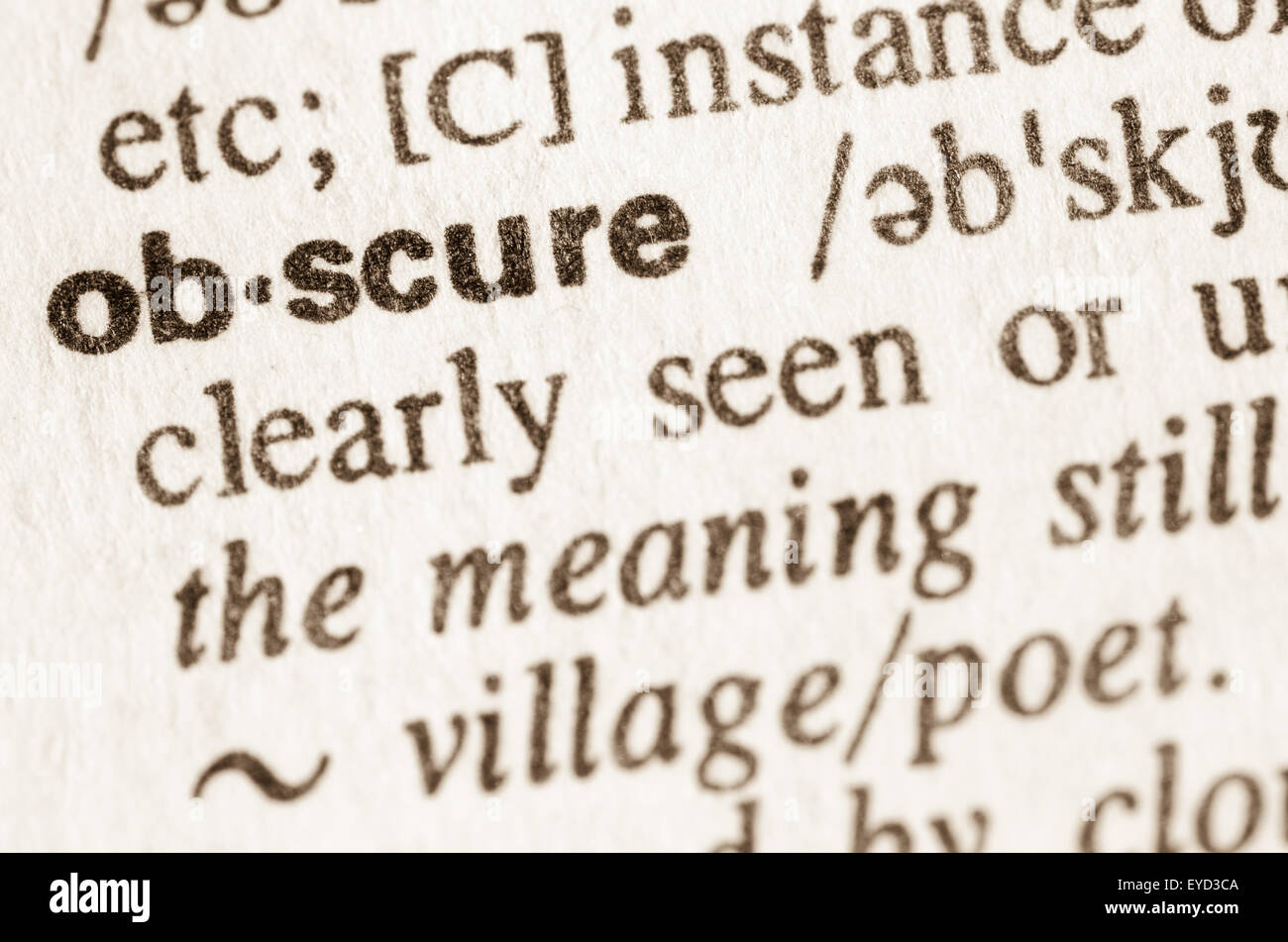 Définition du mot dans le dictionnaire obscur Banque D'Images