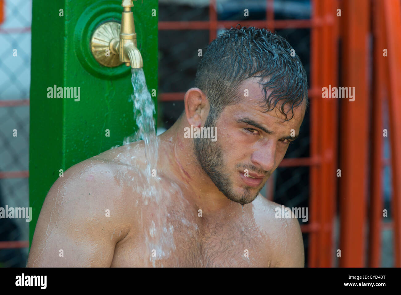 L'huile de Kirkpinar lutteurs Wrestler Wrestling Championships, Edirne, Turquie Banque D'Images