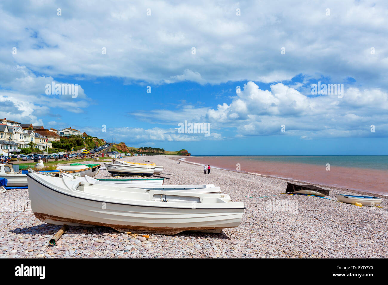 La plage de galets de Budleigh Salterton, Devon, England, UK Banque D'Images