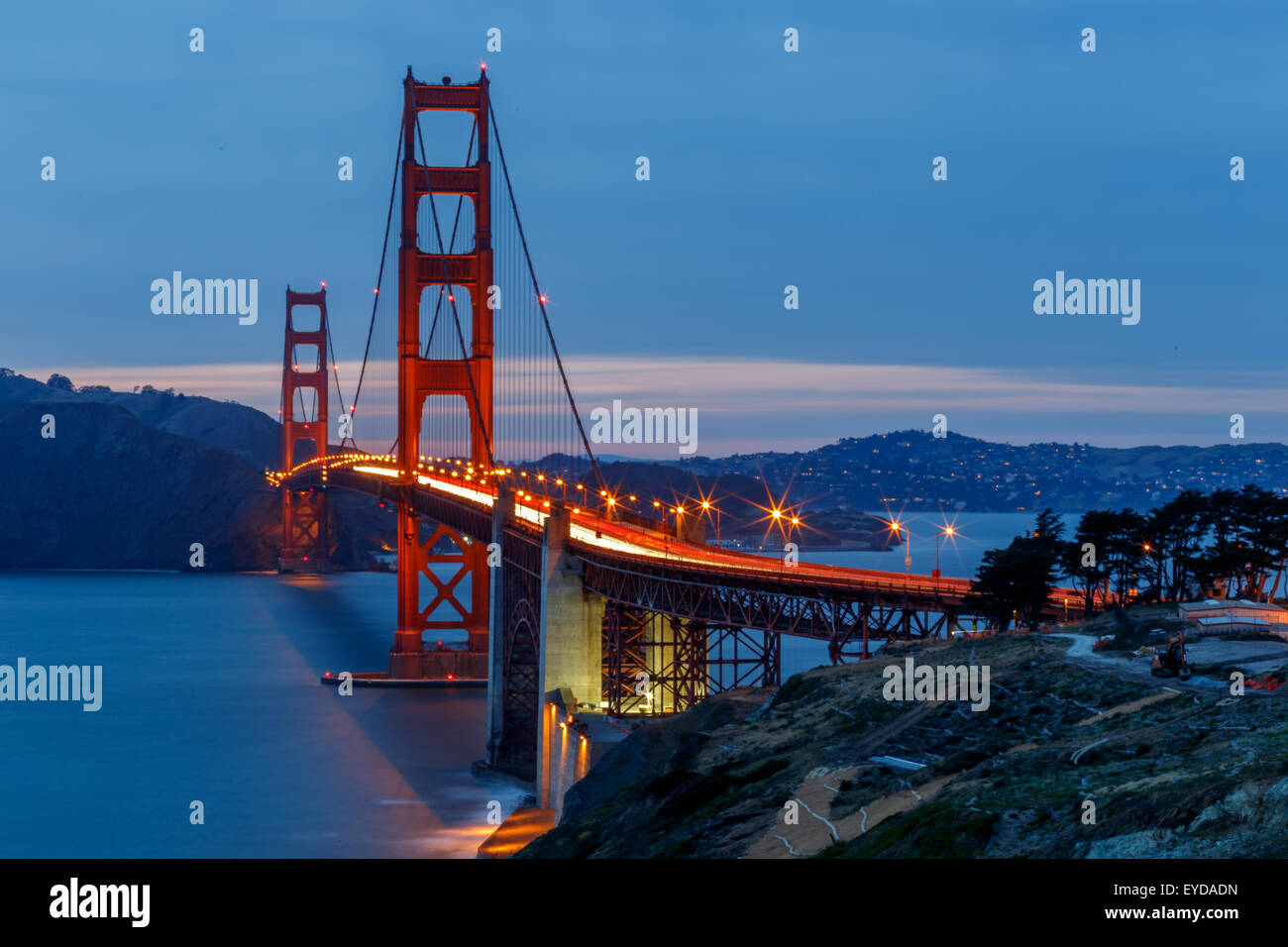 San Francisco Golden Gate Bridge at sunset Banque D'Images