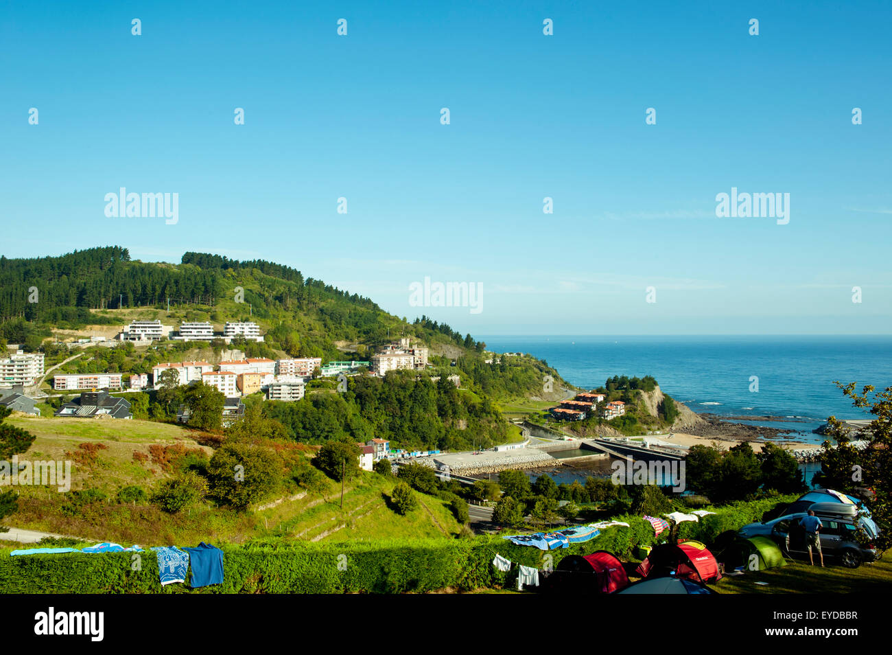Camping à Mutriku, Pays Basque, Espagne Banque D'Images