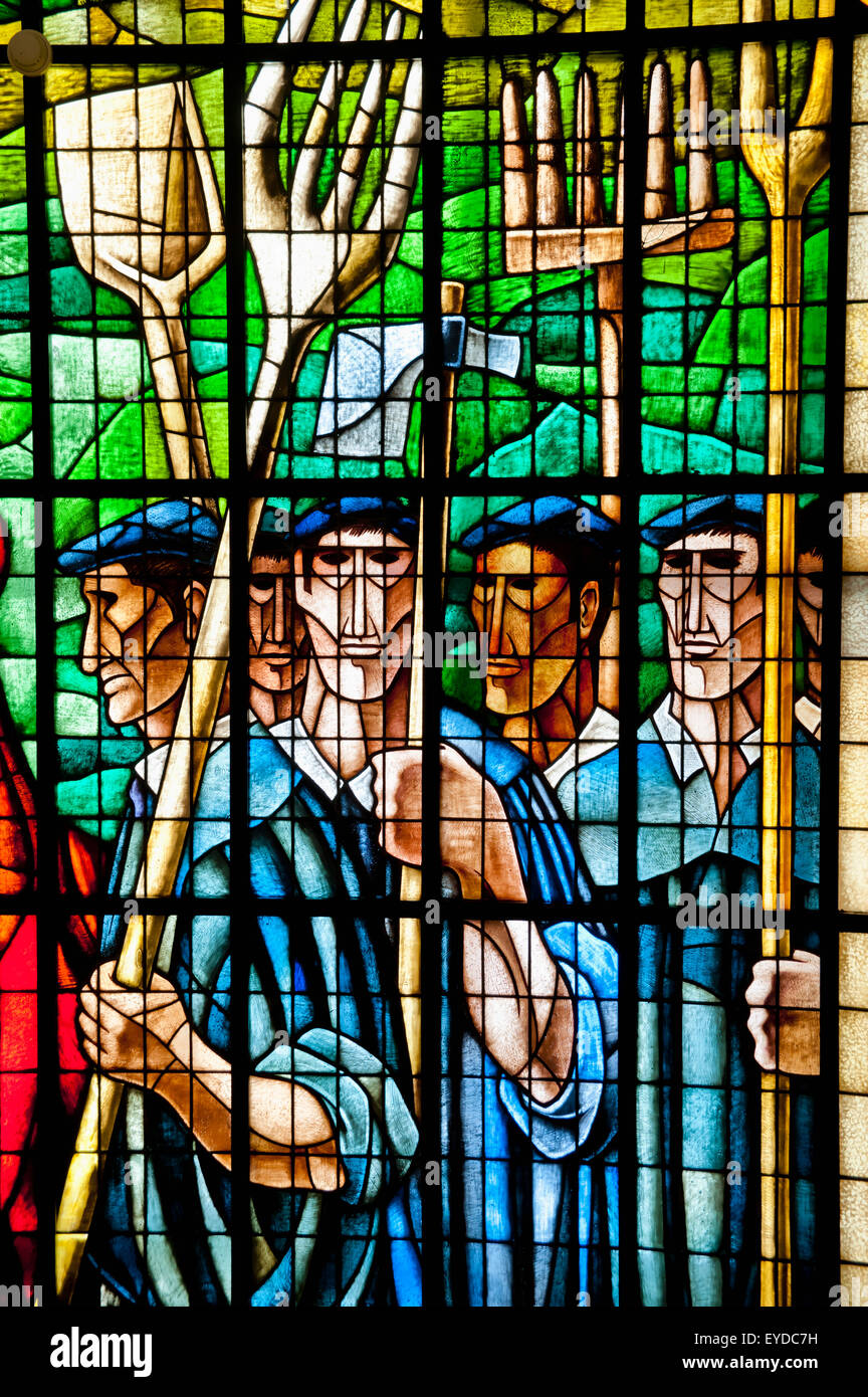 Le verre d'intérieur de la Casa de Juntas, maison de l'Archive Historique du Pays Basque, Gernika-Lumo, Pays Basque, Espagne Banque D'Images