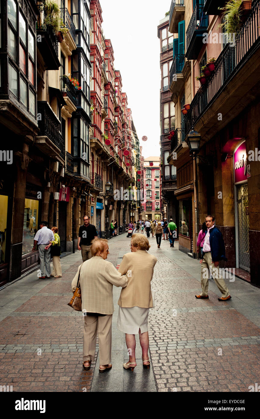 Ruelle de la vieille ville de Bilbao, Pays Basque, Espagne Banque D'Images