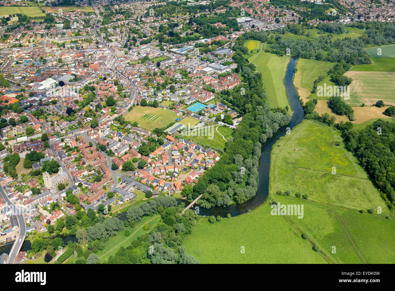 Vue aérienne de Sudbury dans le Suffolk, UK Banque D'Images