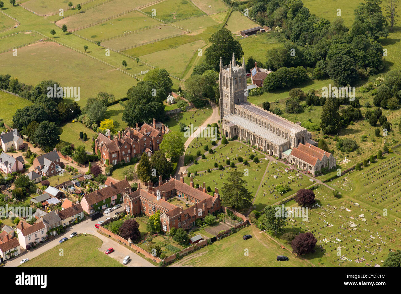 L'église Holy Trinity à long Melford village de Suffolk, UK Banque D'Images