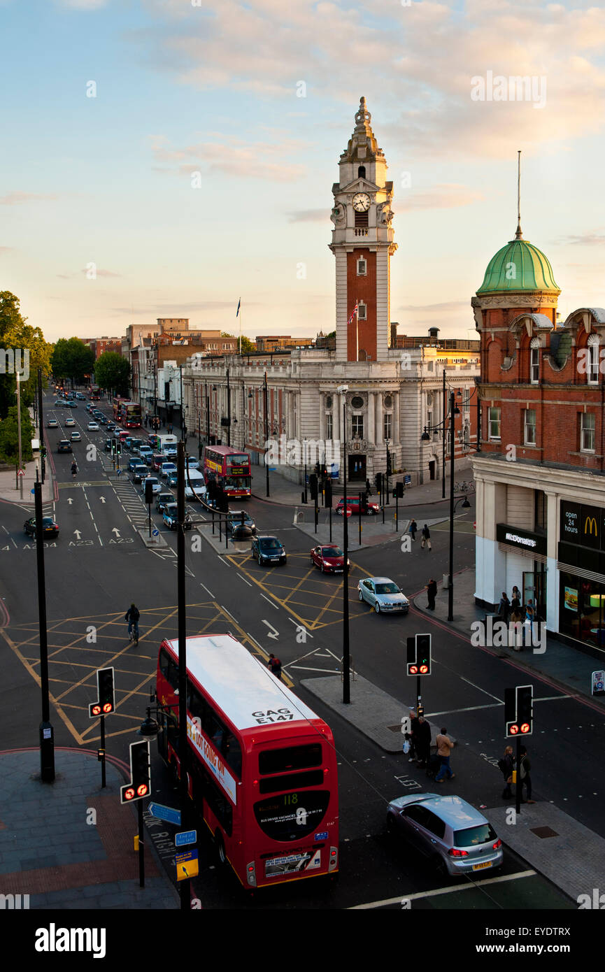 Hôtel de ville de Lambeth comme vu d'un toit, Brixton, London, UK Banque D'Images