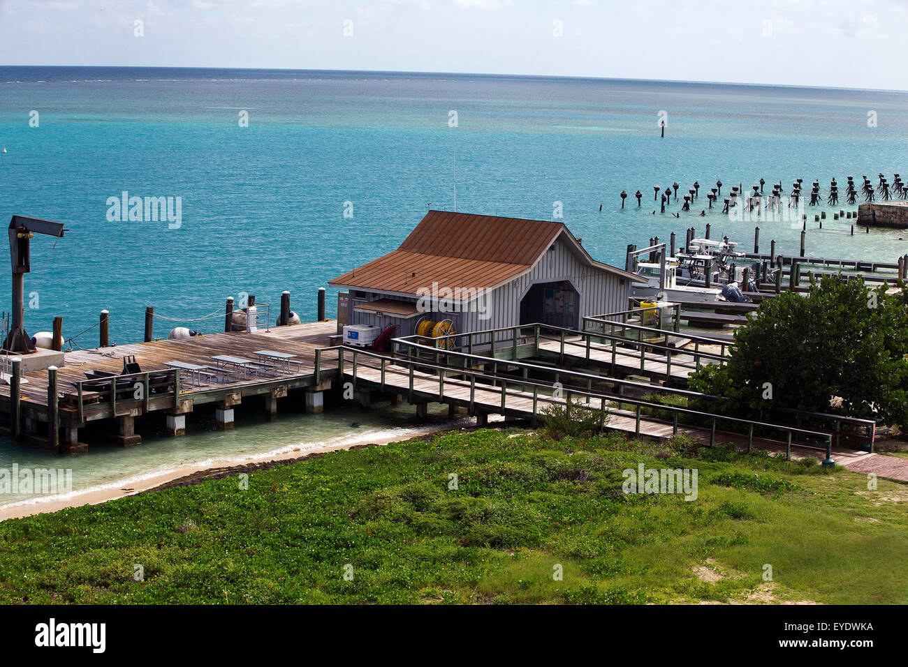 Rouf et pier, Jardin, Dry Tortugas National Park, Florida, United States of America Banque D'Images