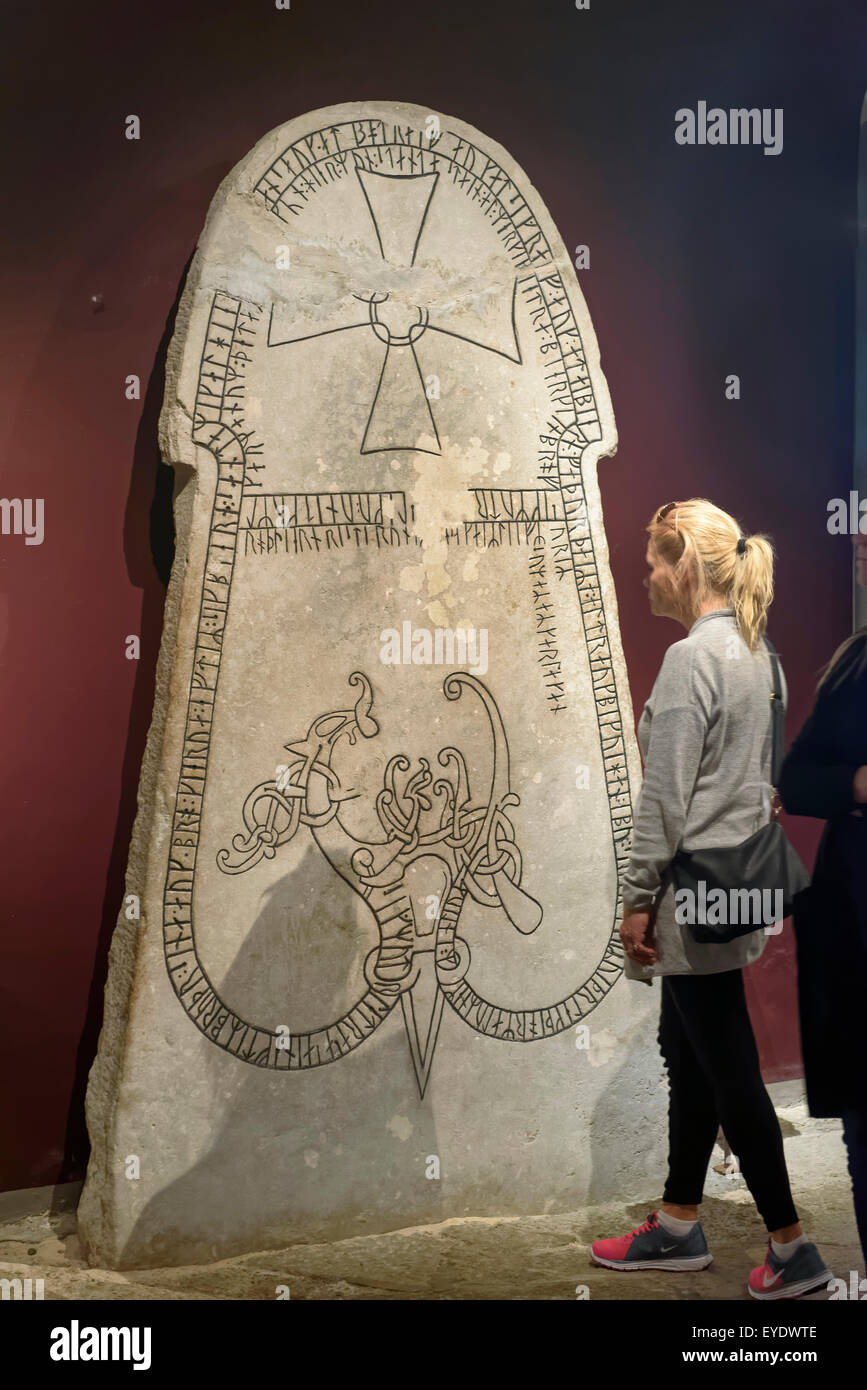 Rune 11./12.c. de Hogrän Fornsa dans Gotlands musée de Visby, à l'île de Gotland, Suède Banque D'Images