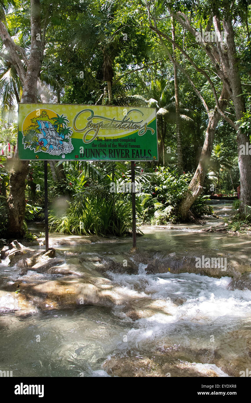 Inscrivez-vous en haut de Dunn's River Falls, Ocho Rios, St Ann, Jamaïque Banque D'Images